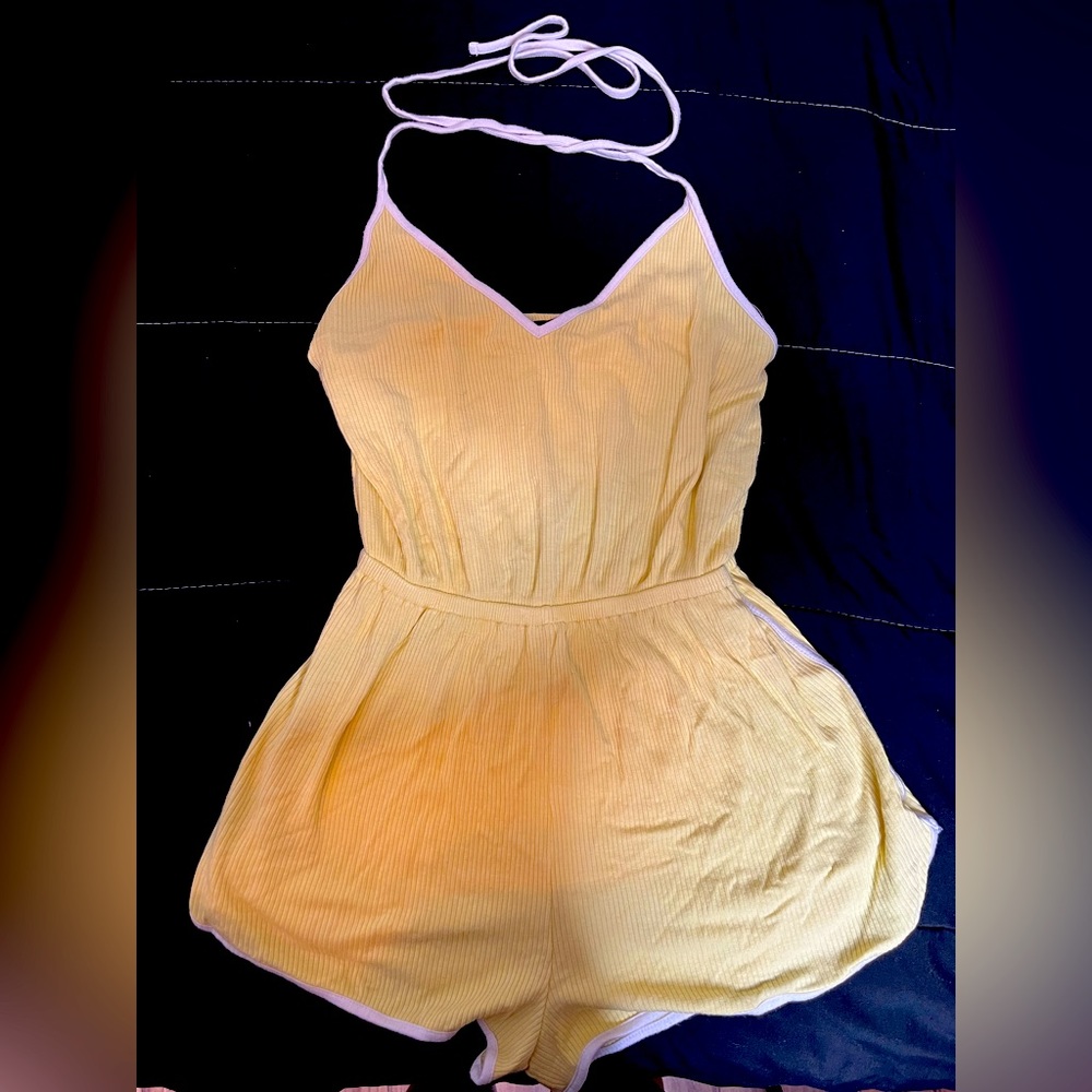 FOREVER 21 YELLOW HALTER ROMPER